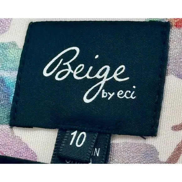 Beige by Eci Cold Shoulder Metallic Floral Summer Party Wedding Dress Size 10 - Picture 3 of 4